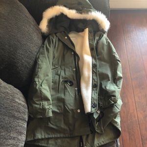 Sandro military green fur parka